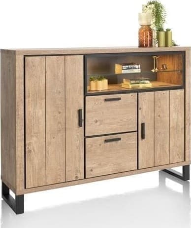 Henders & Hazel Pavarotti dressette 160 cm. - 2-deuren + 2-laden + 2-niches (+ LED) Kast