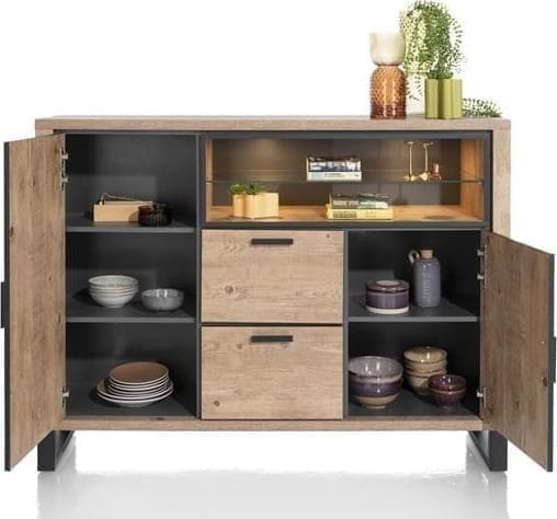 Henders & Hazel Pavarotti dressette 160 cm. - 2-deuren + 2-laden + 2-niches (+ LED) Kast