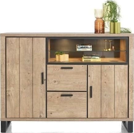 Henders & Hazel Pavarotti dressette 160 cm. - 2-deuren + 2-laden + 2-niches (+ LED) Kast