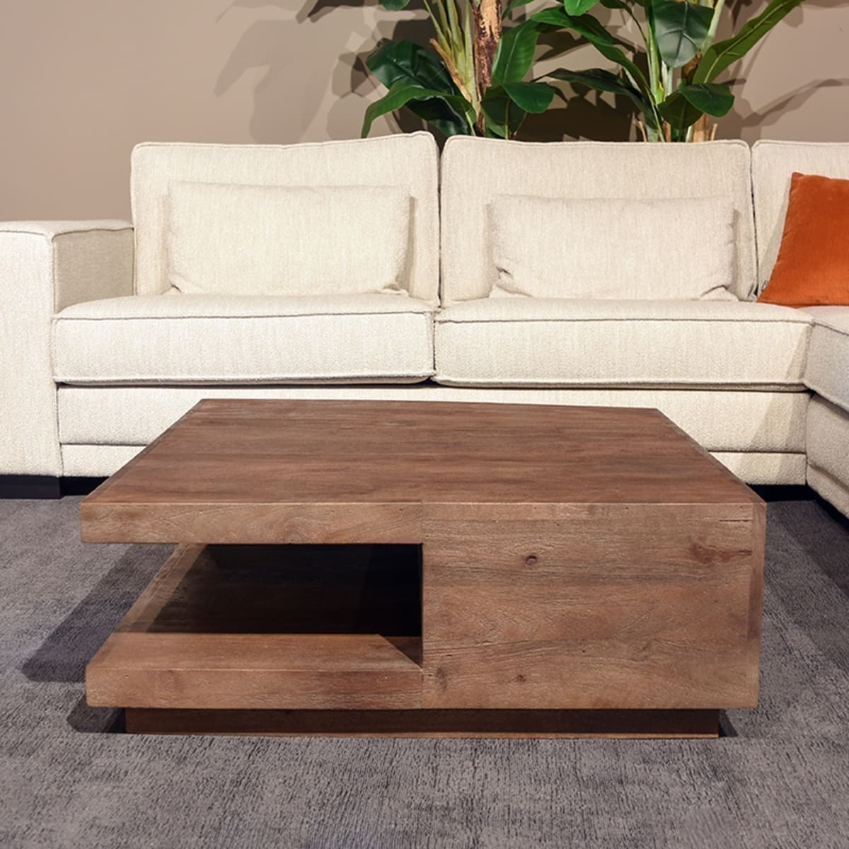 LABEL51 Salontafel Square 80x80x30 cm - Espresso - Mangohout Espresso Salontafel