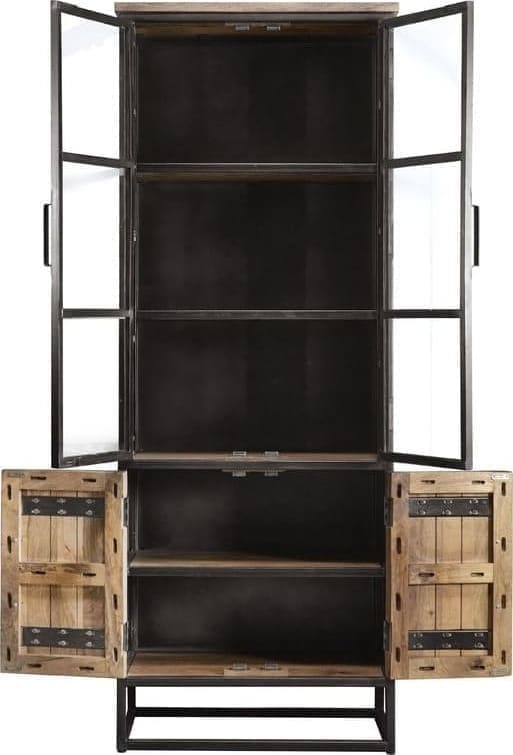 Pronto Wonen Vitrinekast Mesola (76 Cm) mango natural Bruin|Naturel Vitrinekast