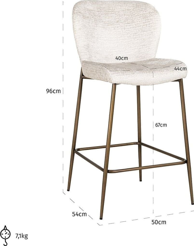 Richmond Interiors Counterstoel Darby cream fusion Wit Barstoel