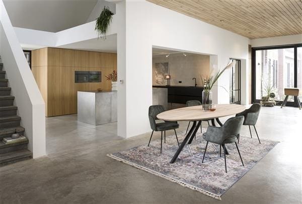 Xooon Arvada bartafel 160 x 100 cm. - ovaal - centrale poot kort - onyx Zwart Eettafel