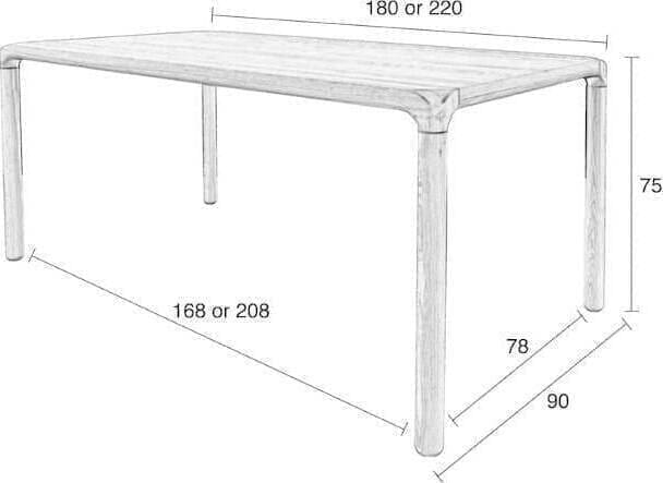 Tafel Storm 180x90 Black Zuiver ZVR2100069