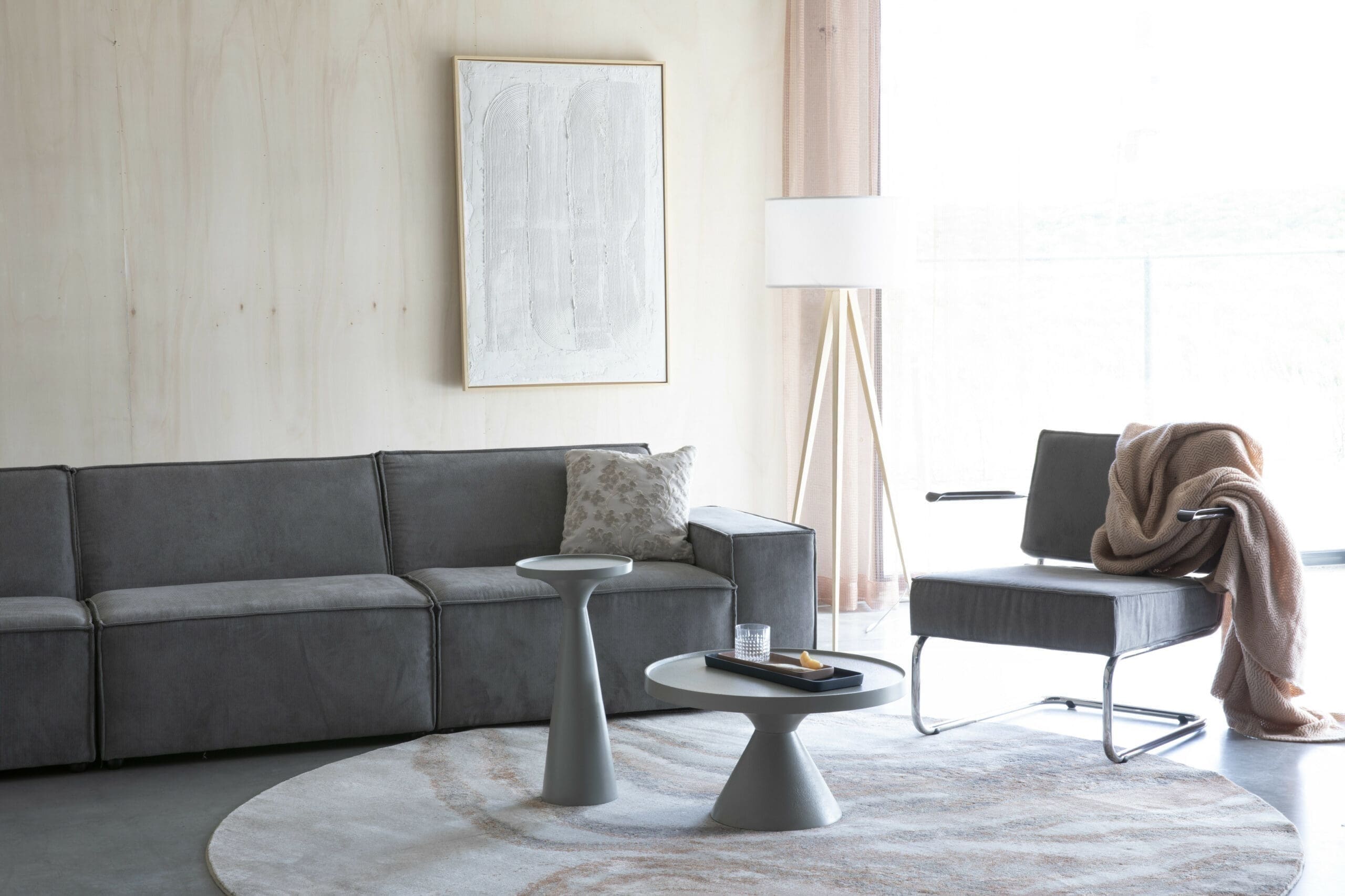 Vloerkleed Solar Ø200 Grey/terra Zuiver ZVR6100051