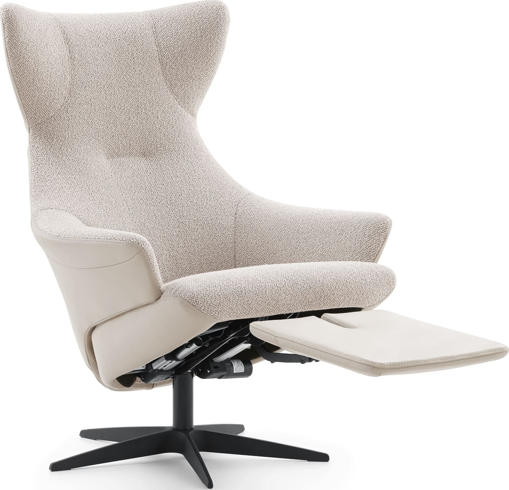 Borgognona , exclusief design uit de collectie van Baenks. Uitgevoerd in maatvoering MEDIUM uitvoering ARC: buitenzijde in leder Polo 1027 , binnenzijde stof Cosmo 01-nature, poot X60 zwart metaal met viltdop. Afmetingen: H107 x B078 x D084 cm. Verkrijgbaar in vele maatvoeringen en keuze uit vele stoffen en ledersoorten.