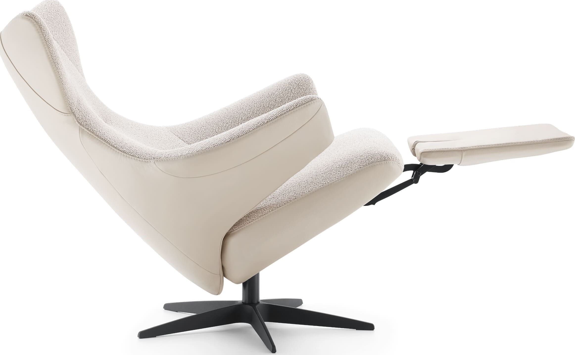 Borgognona , exclusief design uit de collectie van Baenks. Uitgevoerd in maatvoering MEDIUM uitvoering ARC: buitenzijde in leder Polo 1027 , binnenzijde stof Cosmo 01-nature, poot X60 zwart metaal met viltdop. Afmetingen: H107 x B078 x D084 cm. Verkrijgbaar in vele maatvoeringen en keuze uit vele stoffen en ledersoorten.