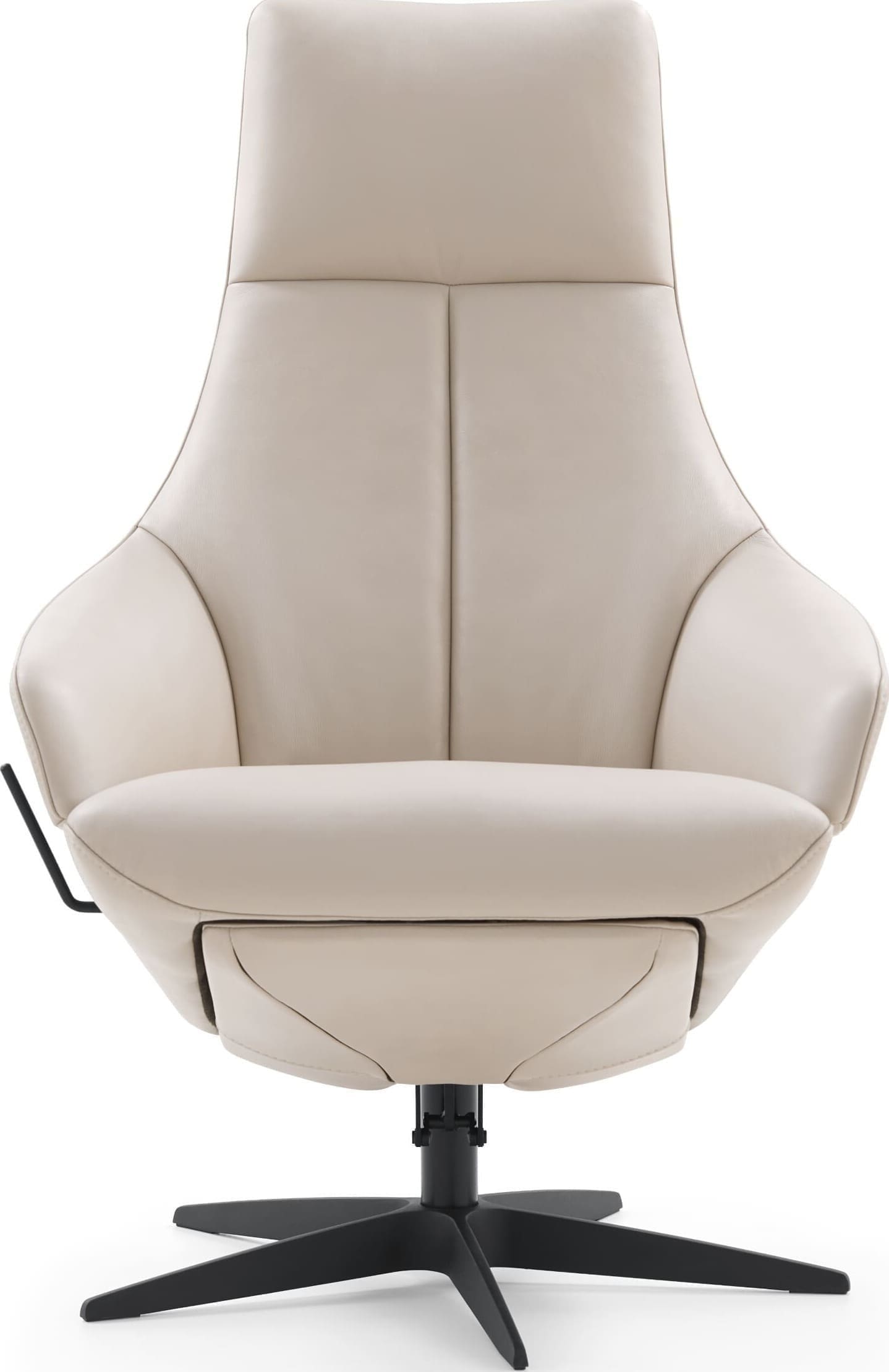 Mazzini , exclusief design uit de collectie van Baenks. Uitgevoerd in maatvoering LARGE uitvoering TR in leder Polo 1027, poot X60 zwart metaal met viltdop. Afmetingen: H109 x B072 x D082 cm.