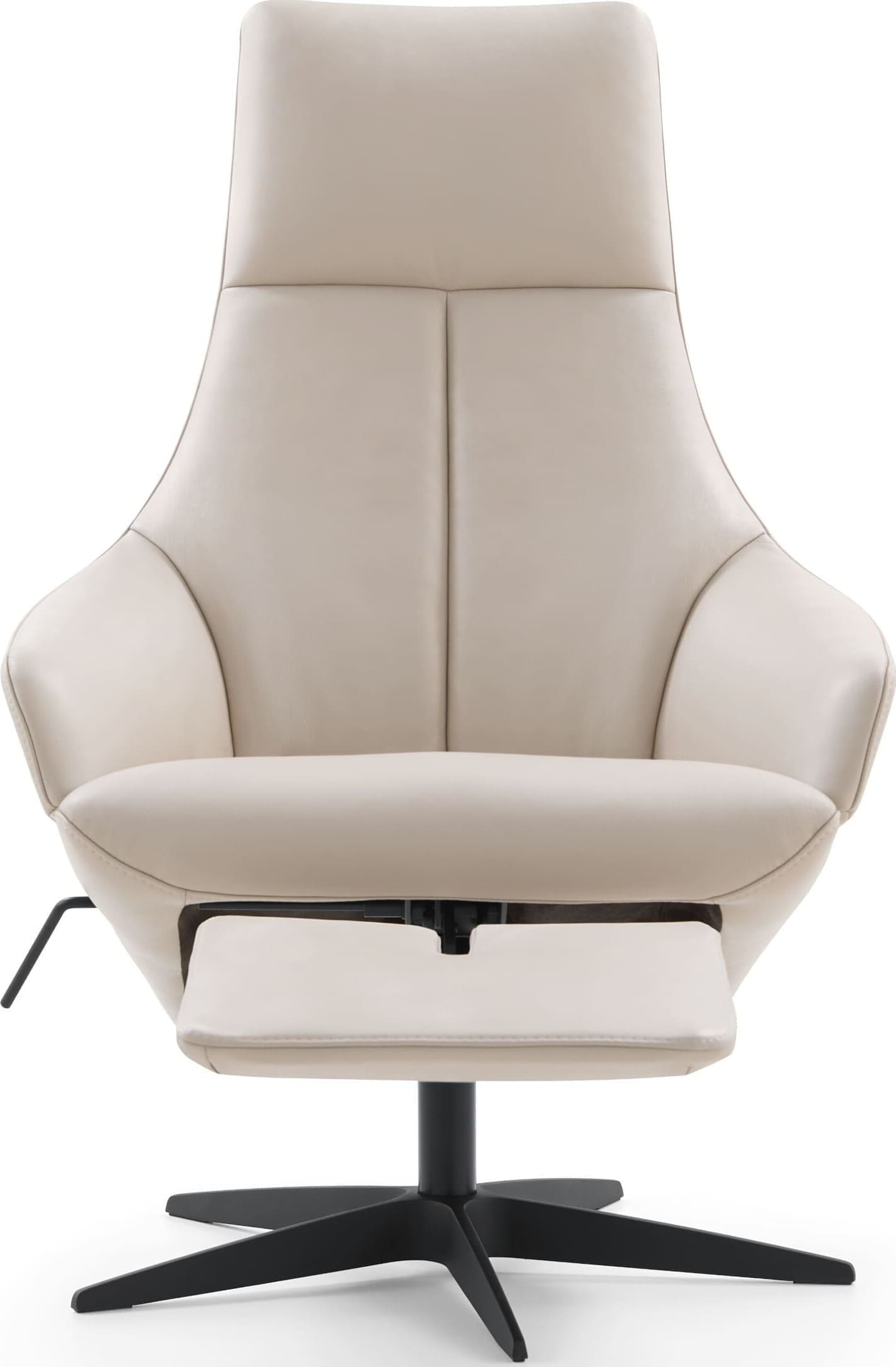 Mazzini , exclusief design uit de collectie van Baenks. Uitgevoerd in maatvoering LARGE uitvoering TR in leder Polo 1027, poot X60 zwart metaal met viltdop. Afmetingen: H109 x B072 x D082 cm.