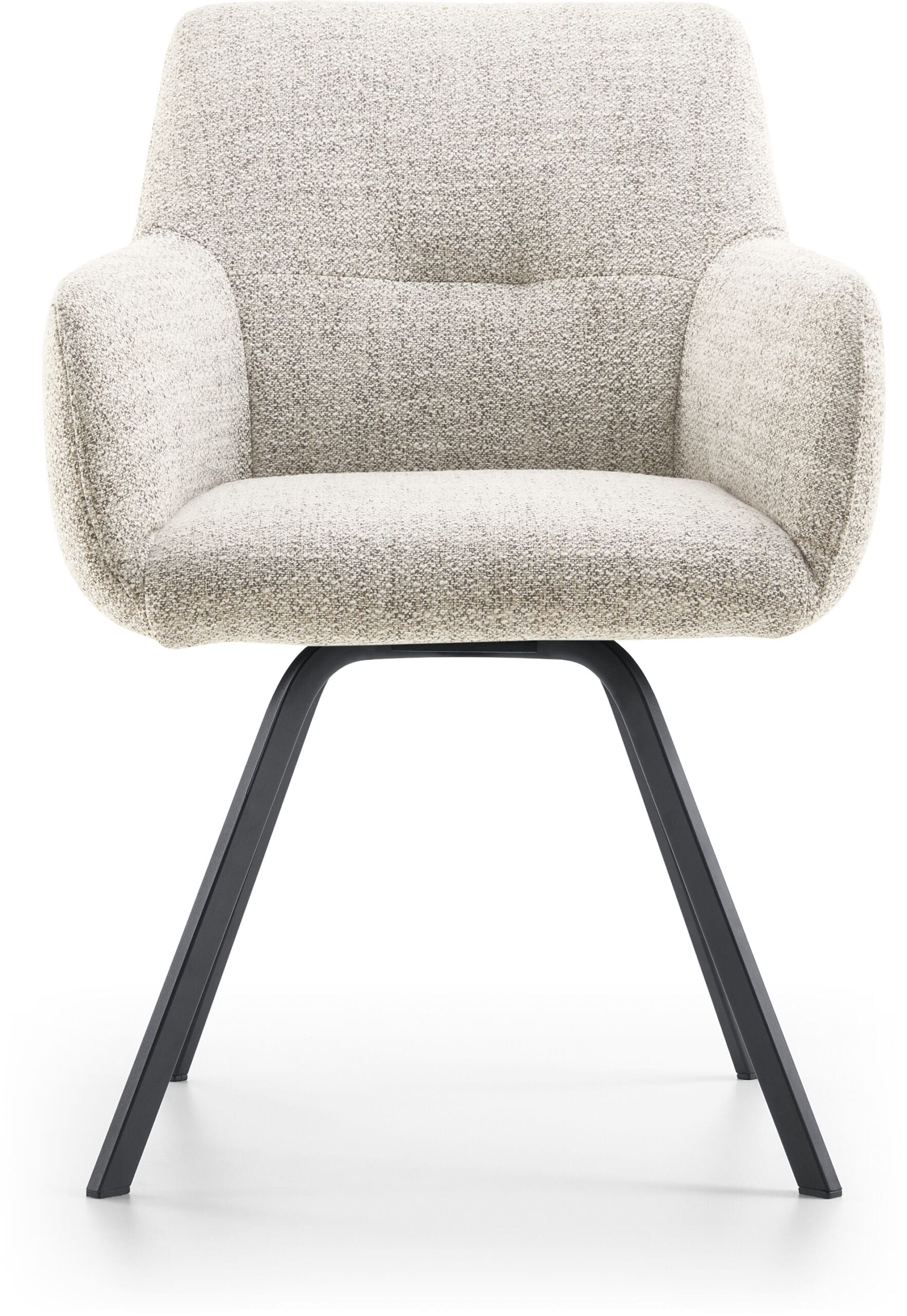 Via Del Corso armstoel, exclusief design uit de collectie van Baenks. Deze elegante eetkamerstoel is niet alleen zeer comfortabel, bij dit Baenks design heeft u de keuze uit maar liefst 7 verschillende onderstellen. Ook voor de bekleding heeft u de keuze uit diverse stoffen en ledersoorten. Ook een combinatie leder/stof is mogelijk. Zoals afgebeeld: in stof Oasis 91-bisque met zwart metalen poot type A en terugdraaimechanisme. Afmeting: H89 x B62 x D55 cm.
