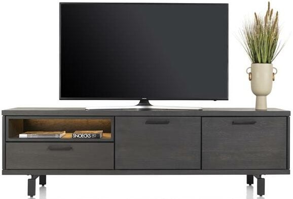 Henders & Hazel Ridgefield lowboard 200 cm - 2-laden + 1-niche (+ LED) Antraciet Tv-meubel|Tv-dressoir