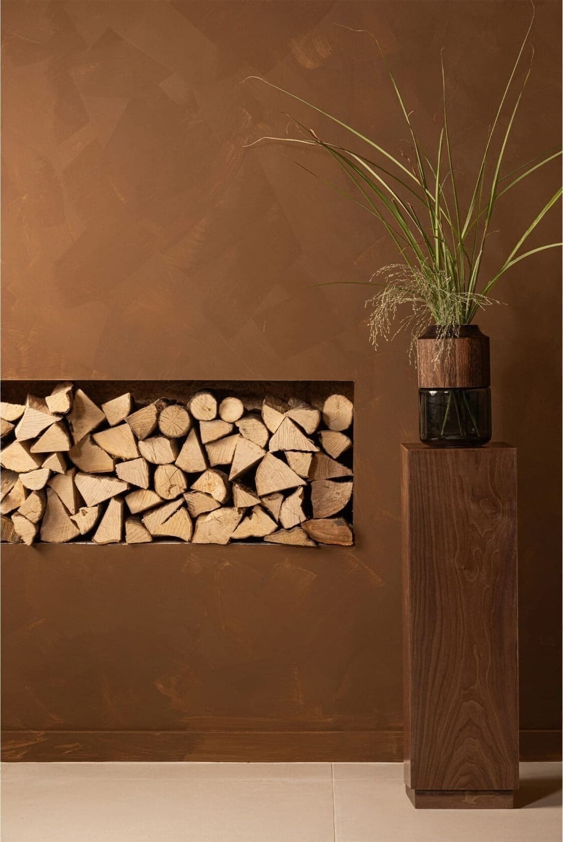 WOOOD Enid Plantenstandaard Hout Walnoot Bruin