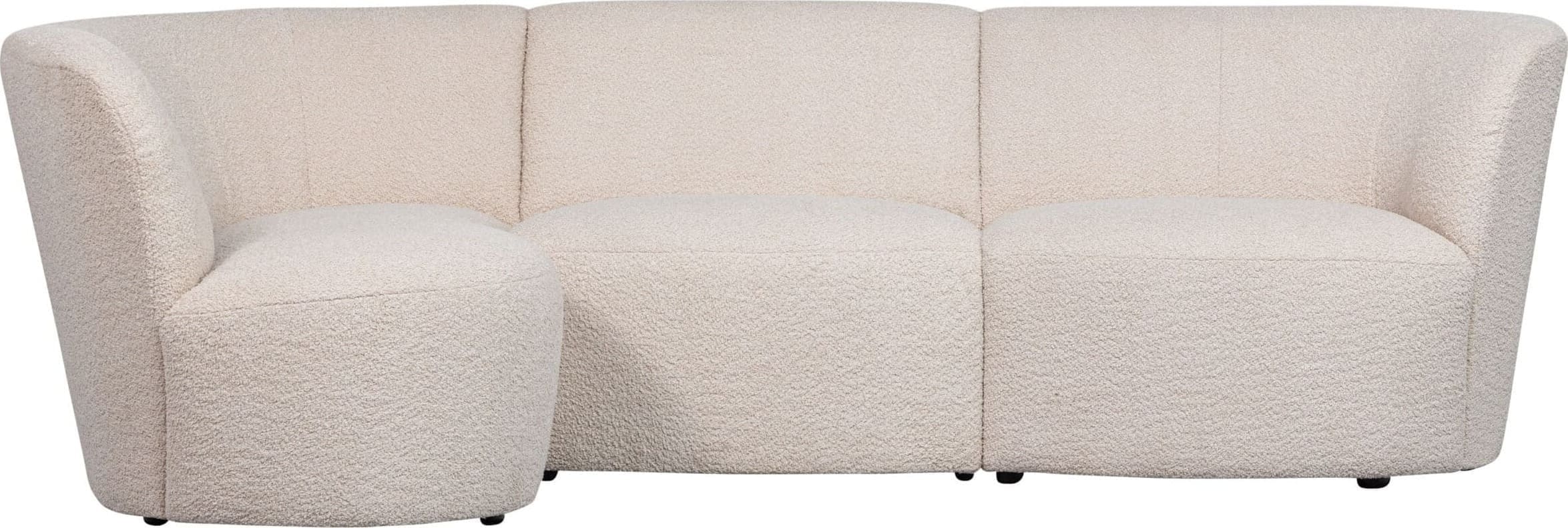 WOOOD Exclusive Coco 3-zitsbank Ronding Links Bouclé Creme Beige