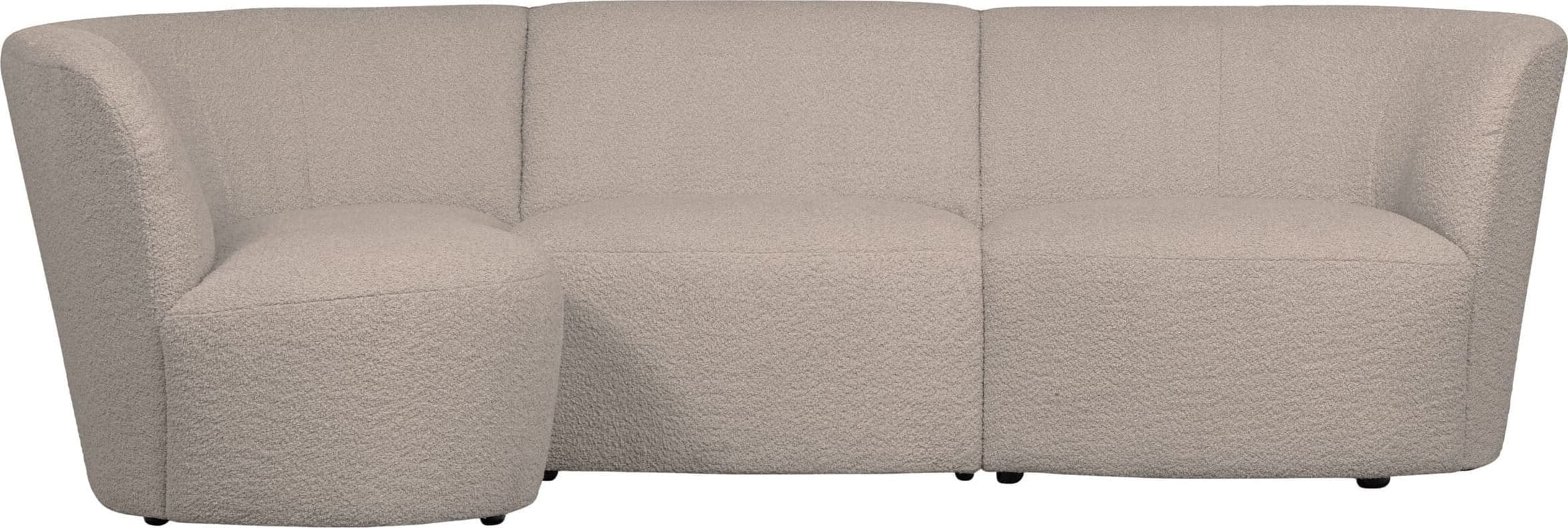 WOOOD Exclusive Coco 3-zitsbank Ronding Links Bouclé Zand Beige|Bruin