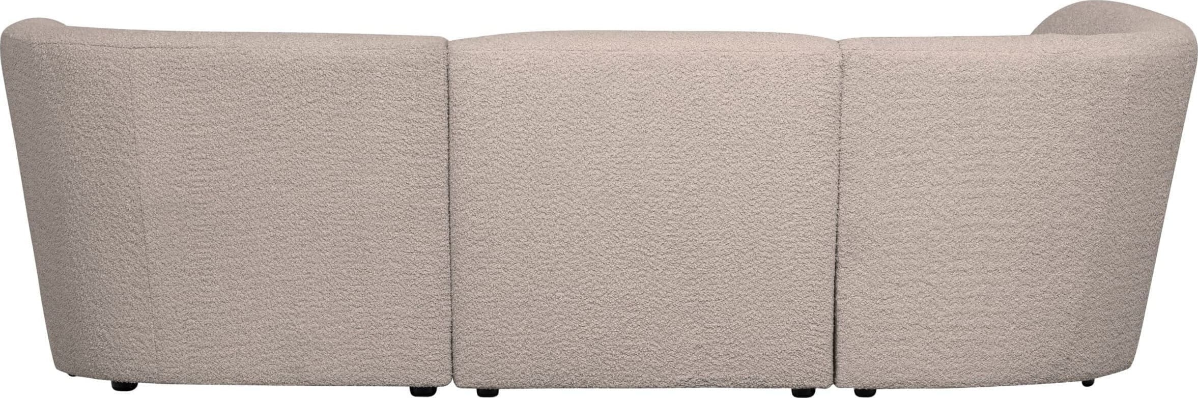 WOOOD Exclusive Coco 3-zitsbank Ronding Links Bouclé Zand Beige|Bruin