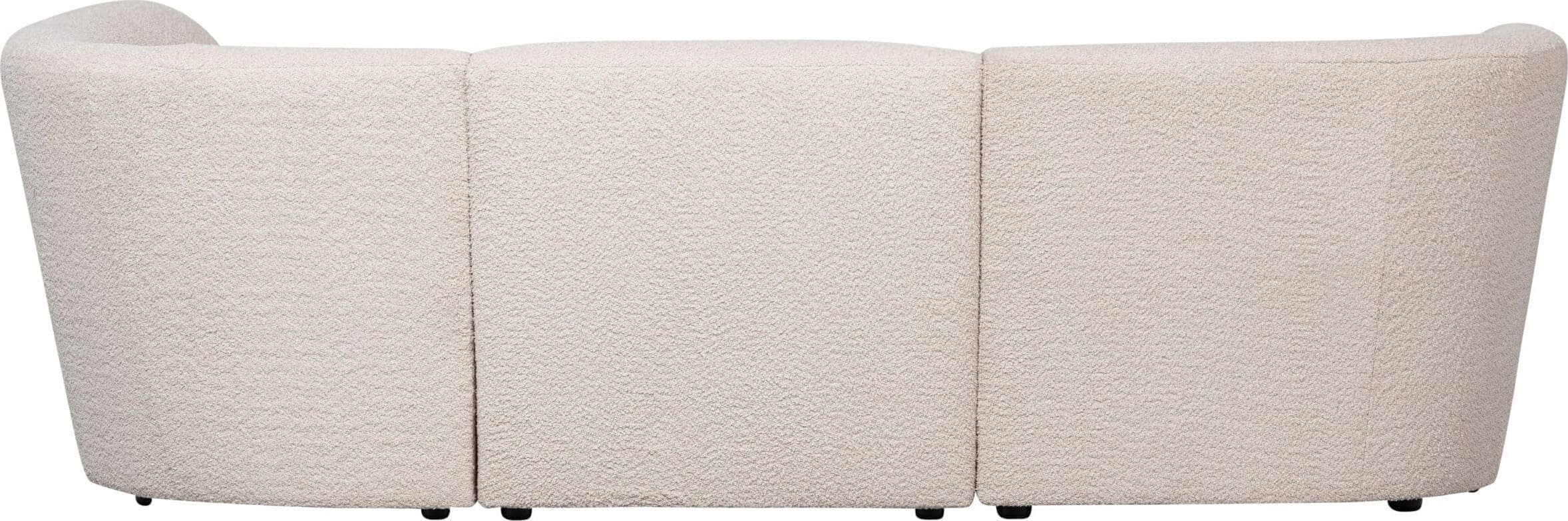 WOOOD Exclusive Coco 3-zitsbank Ronding Rechts Bouclé Creme Beige