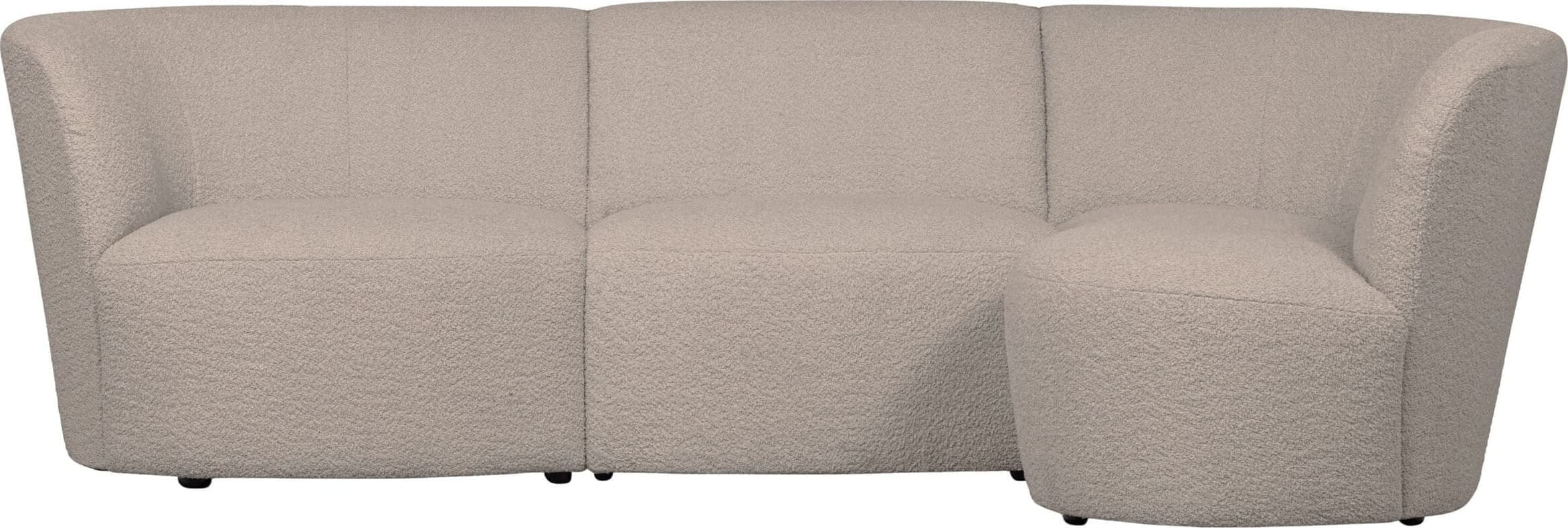 WOOOD Exclusive Coco 3-zitsbank Ronding Rechts Bouclé Zand Beige|Bruin