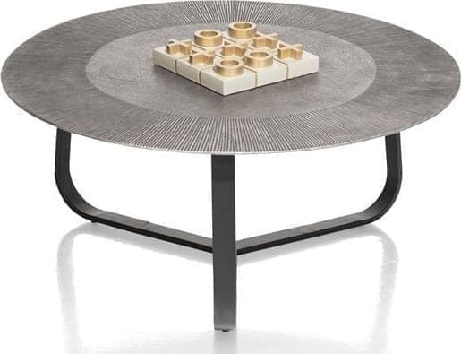 Xooon Falun salontafel - metaal - diameter 80cm Zilver|Grijs Bijzettafel