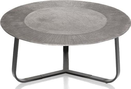 Xooon Falun salontafel - metaal - diameter 80cm Zilver|Grijs Bijzettafel