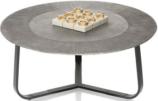Xooon Falun salontafel - metaal - diameter 80cm Zilver|Grijs Bijzettafel