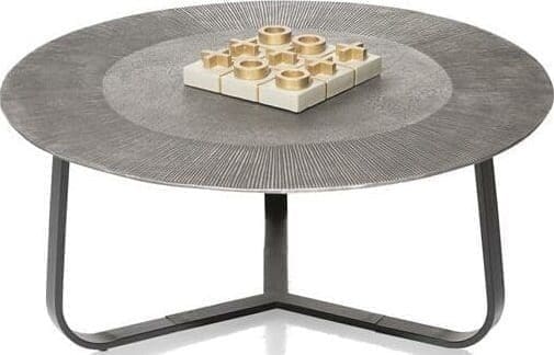 Xooon Falun salontafel - metaal - diameter 80cm Zilver|Grijs Bijzettafel