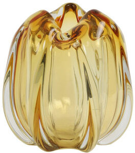 INHOUSE Vaas Murela glas amber rond 14,5cm  Woonaccessoire