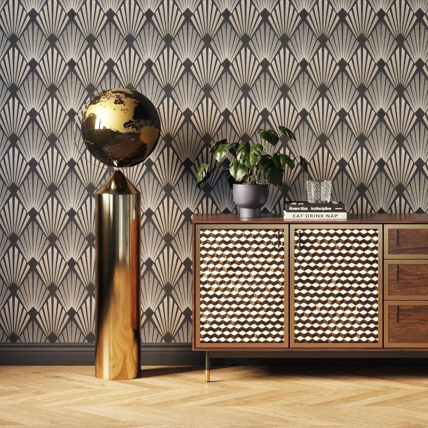 Beeld Globe Top Gold 132cm Kare Design Beeld 53924