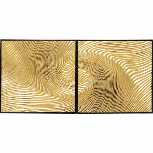 Object Schilderij Wave Gold (2/Set) Kare Design Beeld 54796