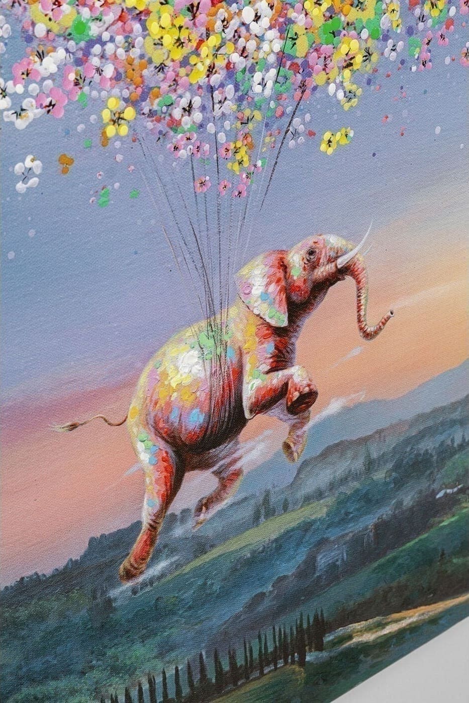 Schilderij Canvas Flying Elephant At Night 120x160cm Kare Design Schilderij 54827