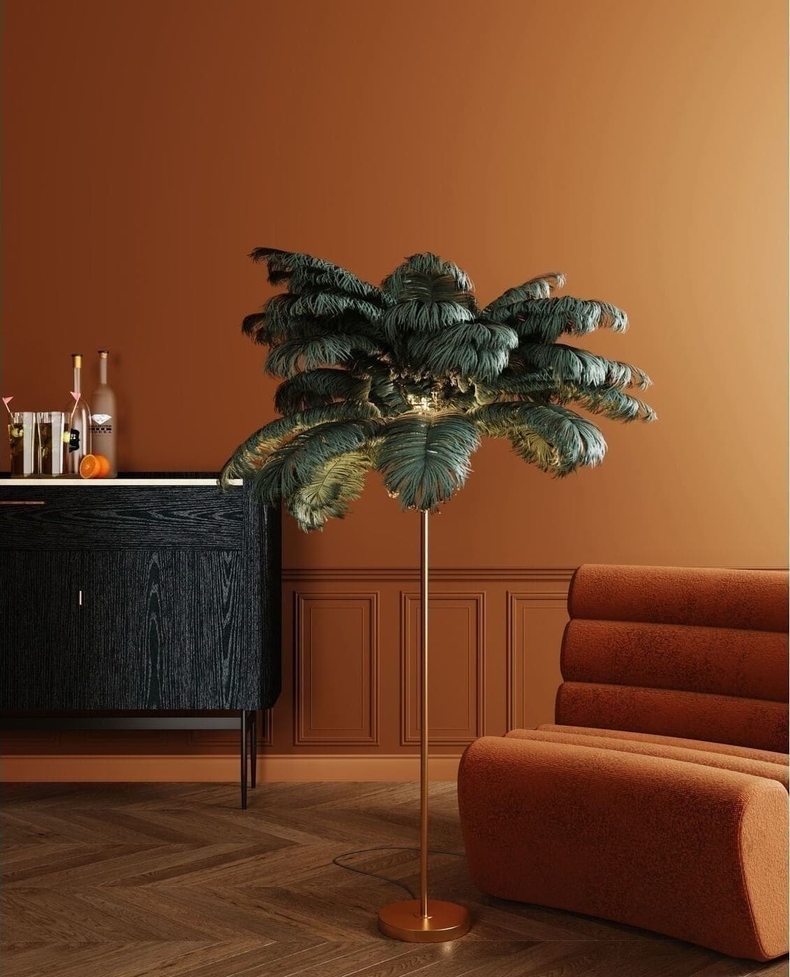 Vloerlamp Feather Palm Green 165cm Kare Design Vloerlamp 53749