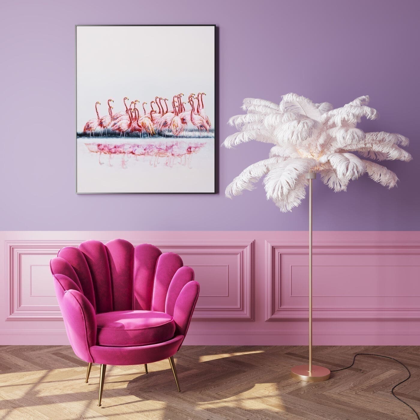Vloerlamp Feather Palm White 165cm Kare Design Vloerlamp 53750