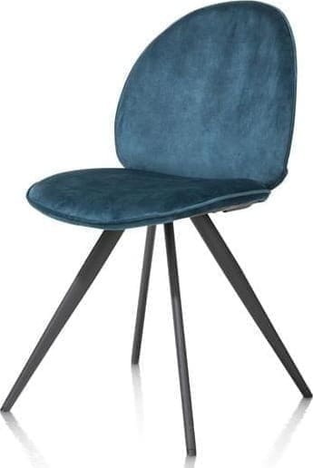 Xooon Aiko eetkamerstoel - rough off black - stof Karese - teal Blauw|Groen Eetkamerstoel