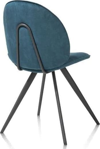 Xooon Aiko eetkamerstoel - rough off black - stof Karese - teal Blauw|Groen Eetkamerstoel