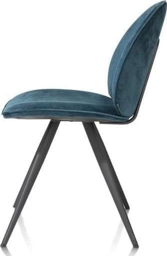 Xooon Aiko eetkamerstoel - rough off black - stof Karese - teal Blauw|Groen Eetkamerstoel