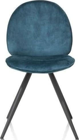 Xooon Aiko eetkamerstoel - rough off black - stof Karese - teal Blauw|Groen Eetkamerstoel