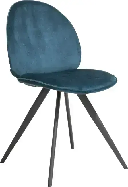 Xooon Aiko eetkamerstoel - rough off black - stof Karese - teal Blauw|Groen Eetkamerstoel