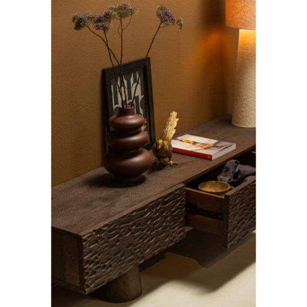 BePureHome Crumble carved tv meubel mango walnoot Bruin Tv-meubel|Tv-dressoir