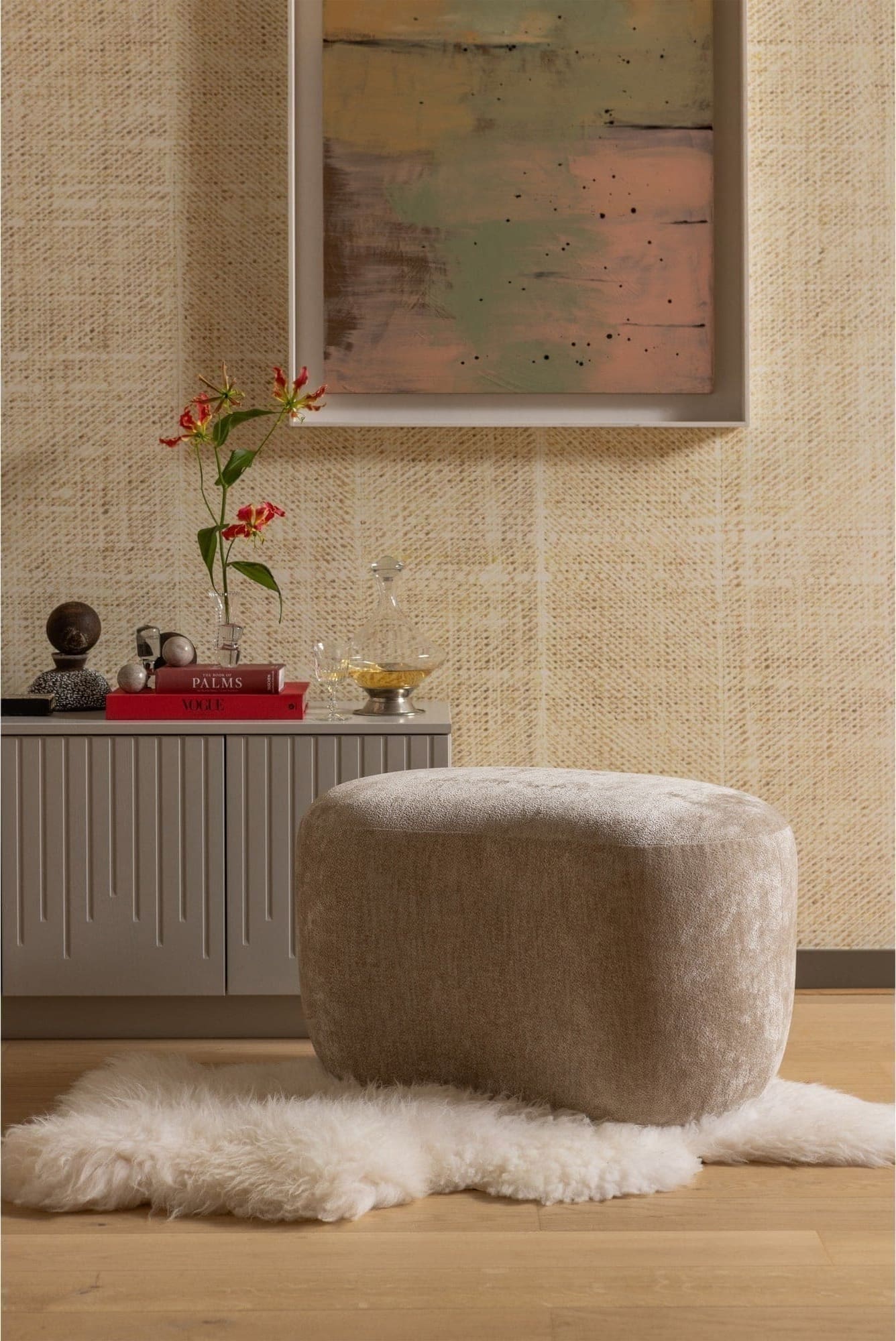 BePureHome Popular organische poef naturel Naturel Poef