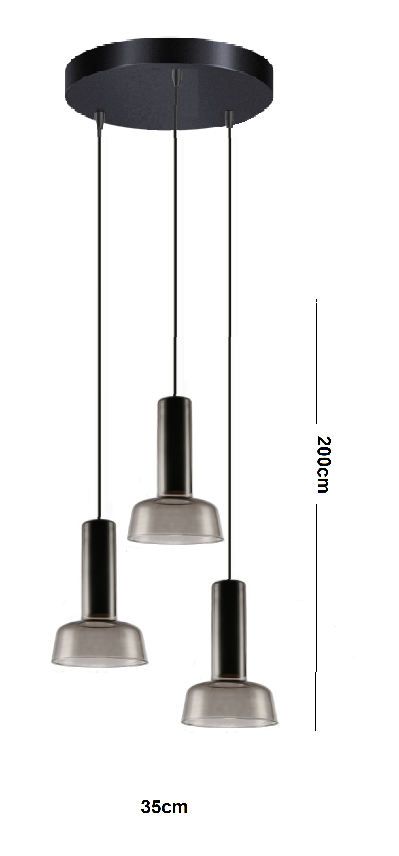 ETH Beal Hanglamp 3x GU10 Smoke - Zwart ETH verlichting Hanglamp 05-HL4113-30
