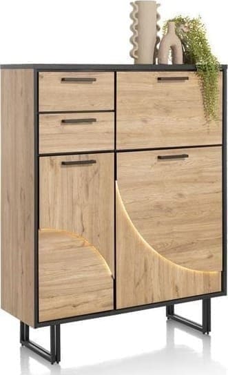 Henders & Hazel Avalon highboard 120 cm. - 2-deuren + 2-laden + 1-klep (+ LED) - natural Naturel Kast