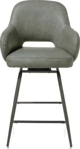 Henders & Hazel Nikolas barstoel - draaibaar - graphite (RAL 7022) - stof Pala - groen Groen Armstoel