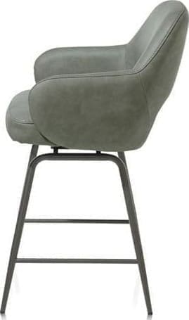 Henders & Hazel Nikolas barstoel - draaibaar - graphite (RAL 7022) - stof Pala - groen Groen Armstoel