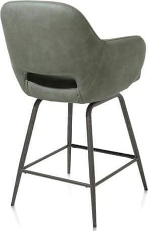 Henders & Hazel Nikolas barstoel - draaibaar - graphite (RAL 7022) - stof Pala - groen Groen Armstoel