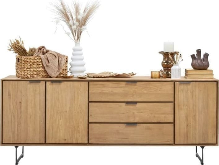 Pronto Wonen Dressoir Aska (195 Cm) teak naturel brushed Bruin|Naturel Dressoir