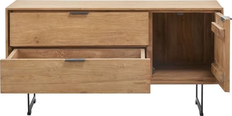 Pronto Wonen Tv-meubel Aska (117 Cm) teak naturel brushed Bruin|Naturel Tv-meubel|Tv-dressoir