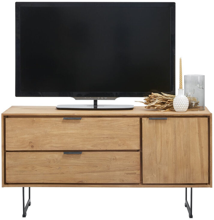 Pronto Wonen Tv-meubel Aska (117 Cm) teak naturel brushed Bruin|Naturel Tv-meubel|Tv-dressoir