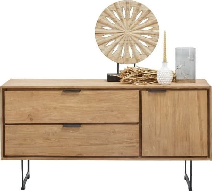 Pronto Wonen Tv-meubel Aska (117 Cm) teak naturel brushed Bruin|Naturel Tv-meubel|Tv-dressoir