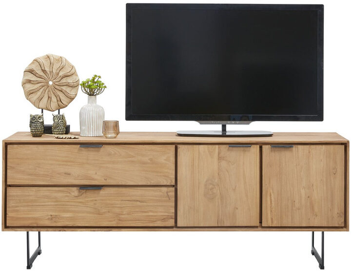 Pronto Wonen Tv-meubel Aska (157 Cm) teak naturel brushed Bruin|Naturel Tv-meubel|Tv-dressoir