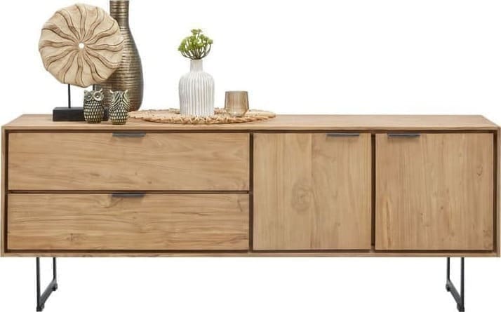 Pronto Wonen Tv-meubel Aska (157 Cm) teak naturel brushed Bruin|Naturel Tv-meubel|Tv-dressoir
