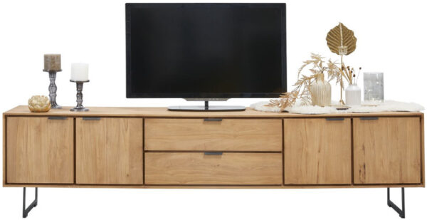 Pronto Wonen Tv-meubel Aska (234 Cm) teak naturel brushed Bruin|Naturel Tv-meubel|Tv-dressoir